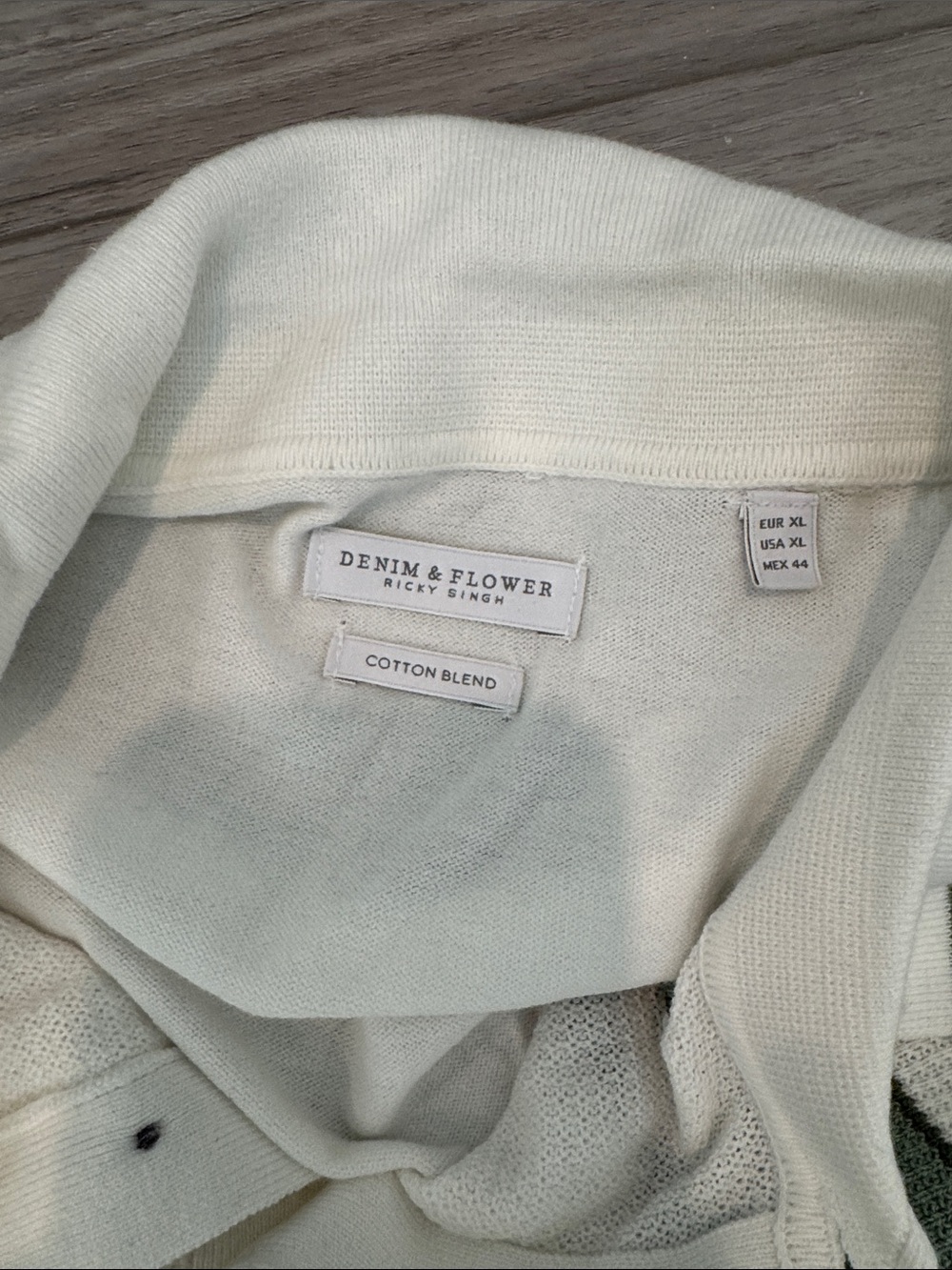 Denim & Flower White Polo with Green Vertical Stripes - Picture 2 of 3